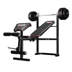 Banco multifuncional Sparta con barra y discos 55kg workoutb55kg (121,22lbs)