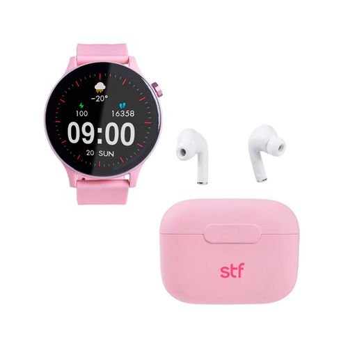 Kit De Smartwatch Y Audífonos Inalámbricos Stuffactory Rosa ST-W62268