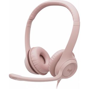Audífonos Logitech rosa h390 con micrófono