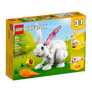 Set 3 en 1 conejo blanco armable Lego multicolor 31133