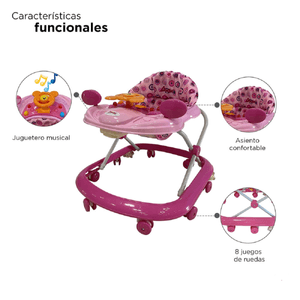 Andadera D'Bebé 3 alturas rosa piccola
