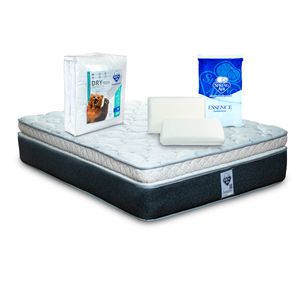 Colchón Spring air gibson+ almohada 2 pack essence memory foam + protector de cajon dry tech matrimonial