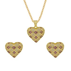 Set de collar y aretes Unlimited by ob chapa de oro 18 k corazón zirconia JRCGLDR03