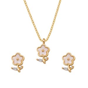 Set de collar y aretes Unlimited by ob chapa de oro 18 k florecitas JRIOTS105