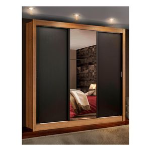 Closet Madesa 3 puertas con 1 espejo 4 cajones marrón negro lyon plus