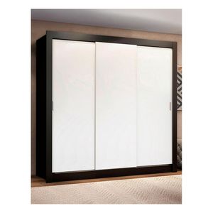Closet Madesa 3 puertas 4 cajones negro blanco lyon plus