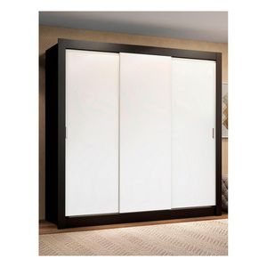 Closet Madesa 3 puertas 2 cajones negro blanco lyon