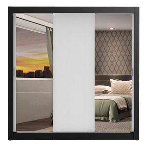 Closet Madesa 3 puertas con 2 espejos negro blanco mónaco