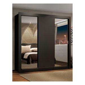 Closet Madesa 3 puertas con 2 espejos 4 cajones negro lyon plus