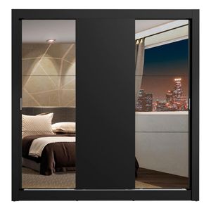 Closet Madesa 3 puertas con 2 espejos 4 cajones negro lyon plus