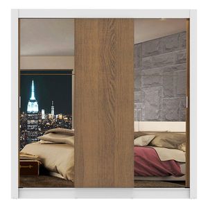 Closet Madesa 3 puertas con 2 espejos 2 cajones blanco marron lyon