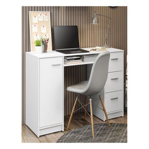 Escritorio para pc Madesa 3 cajones 1 puerta blanco alaska