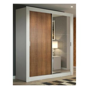 Closet Madesa 2 puertas con espejo 2 cajones blanco marrón dallas