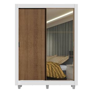 Closet Madesa 2 puertas con 1 espejo con pies blanco marrón denver