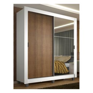 Closet Madesa 2 puertas con 1 espejo con pies blanco marrón denver