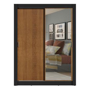 Closet Madesa 2 puertas con 1 espejo negro marrón denver