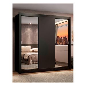 Closet Madesa lyon 3 puertas con 2 espejos 2 cajones negro
