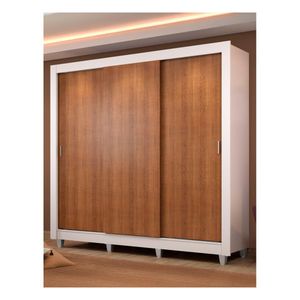 Closet Madesa 3 puertas 4 cajones con pies blanco marrón lyon plus
