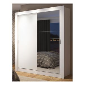 Closet Madesa 2 puertas con 1 espejo 4 cajones blanco dallas plus
