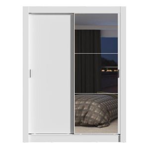 Closet Madesa 2 puertas con 1 espejo 4 cajones blanco dallas plus