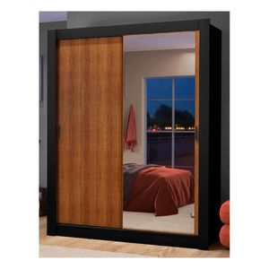 Closet Madesa dallas 2 puertas con 1 espejo 2 cajones negro marrón