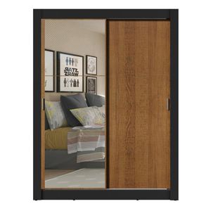 Closet Madesa 2 puertas con 1 espejo 4 cajones negro marrón dallas plus