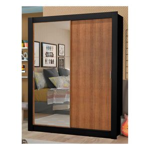 Closet Madesa 2 puertas con 1 espejo 4 cajones negro marrón dallas plus