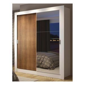 Closet Madesa 2 puertas con 1 espejo 4 cajones blanco marrón dallas plus