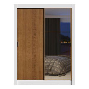 Closet Madesa 2 puertas con 1 espejo 4 cajones blanco marrón dallas plus
