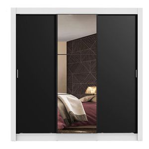 Closet Madesa 3 puertas con 1 espejo blanco negro monaco