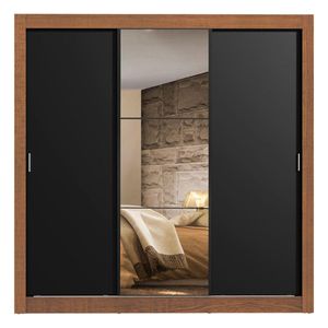 Closet Madesa 3 puertas con 1 espejo 2 cajones marrón negro lyon