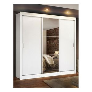 Closet Madesa 3 puertas con 1 espejo 4 cajones blanco lyon plus