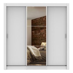 Closet Madesa 3 puertas con 1 espejo 4 cajones blanco lyon plus