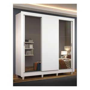 Closet Madesa 3 puertas 2 espejos con pies blanco mónaco