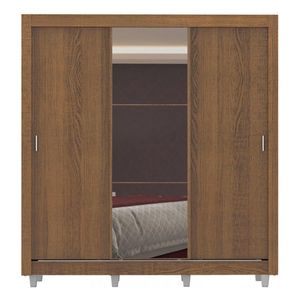 Closet Madesa 3 puertas con 1 espejo 4 cajones con pies marrón lyon plus