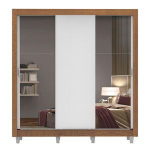 Closet Madesa 3 puertas con 2 espejos con pies marrón blanco mónaco
