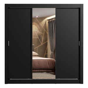 Closet Madesa 3 puertas con 1 espejo 2 cajones negro lyon
