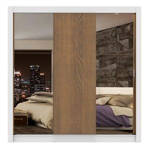 Closet Madesa 3 puertas con 2 espejos 4 cajones blanco marrón lyon plus