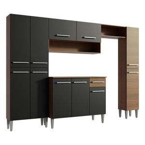Cocina integral Madesa 261cm marron negro emilly hit