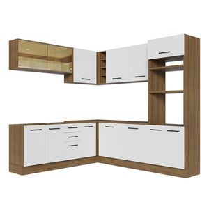 Cocina integral esquinera Madesa 459 cm marron blanco agata 01