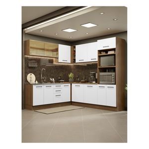 Cocina integral esquinera Madesa 459 cm marron blanco agata 01