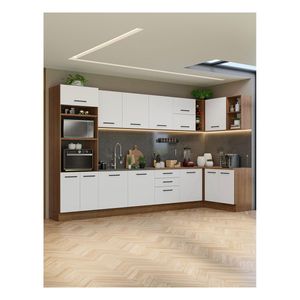 Cocina integral esquinera Madesa 499 cm marrón/blanco agata 01