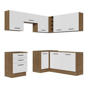 Cocina integral esquinera Madesa 399 cm marrón blanco agata 02