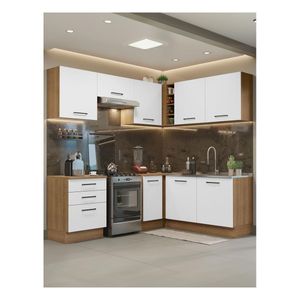 Cocina integral esquinera Madesa 399 cm marrón blanco agata 02