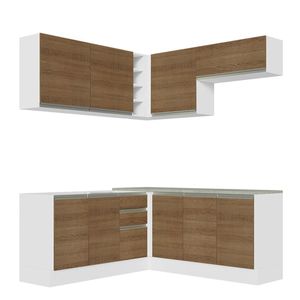 Cocina integral esquinera Madesa 349cm blanco marron glamy 03