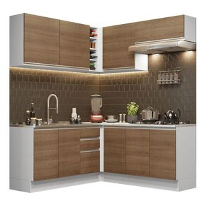 Cocina integral esquinera Madesa 349cm blanco marron glamy 03