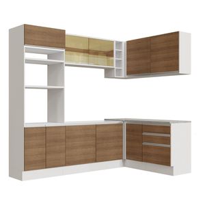 Cocina integral esquinera Madesa 399cm blanco marron glamy 02