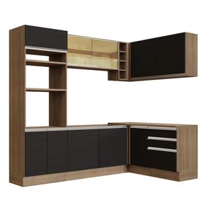 Cocina integral esquinera Madesa 399cm marron negro glamy 02