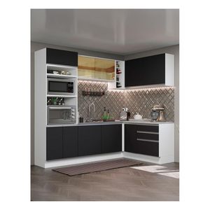 Cocina integral esquinera Madesa 399cm blanco negro glamy 02