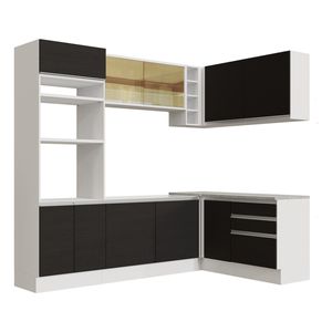 Cocina integral esquinera Madesa 399cm blanco negro glamy 02